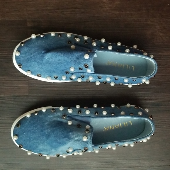 Liliana Shoes - Denim loafer style slip on shoes